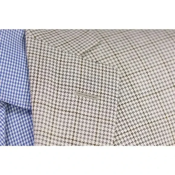 Pal Zileri Pearl/Black/Gold Check Woven Wool-Silk Sportcoat Blazer 42S